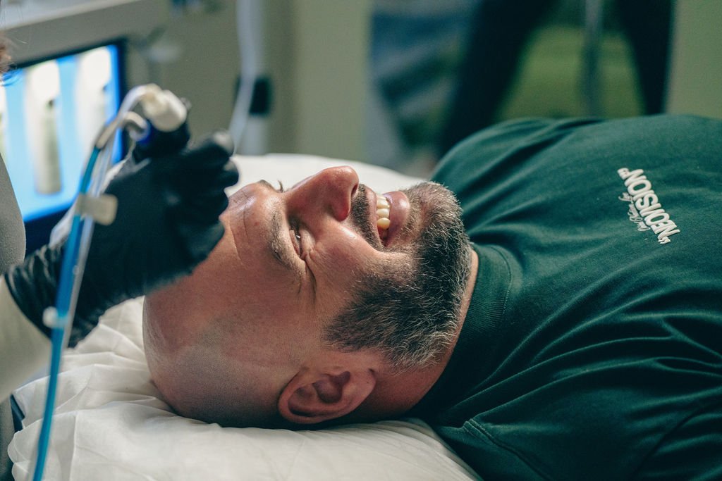 Client receiving HydraFacial treatment at Eternity Laser & Aesthetics Dural