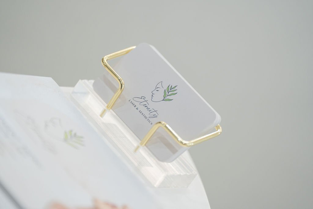 Eternity Laser & Aesthetics branded business card holder